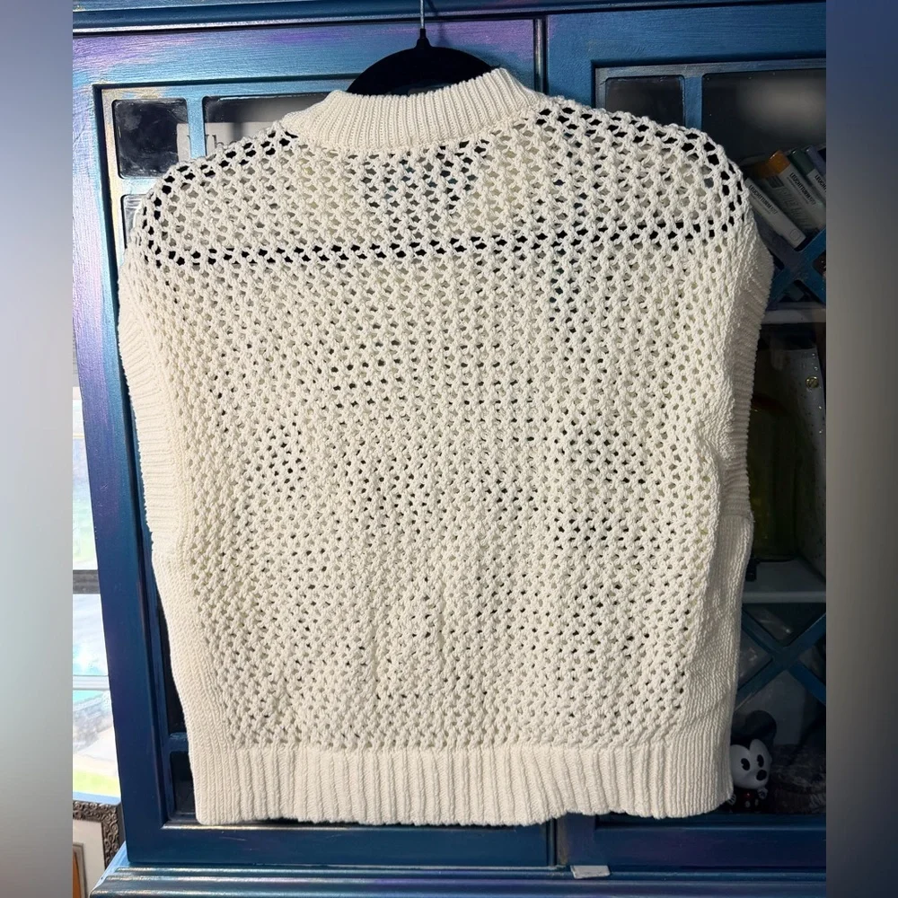 Madewell Bright Ivory Open-Knit Short-Sleeve Sweater Vest - Picture 6 of 6